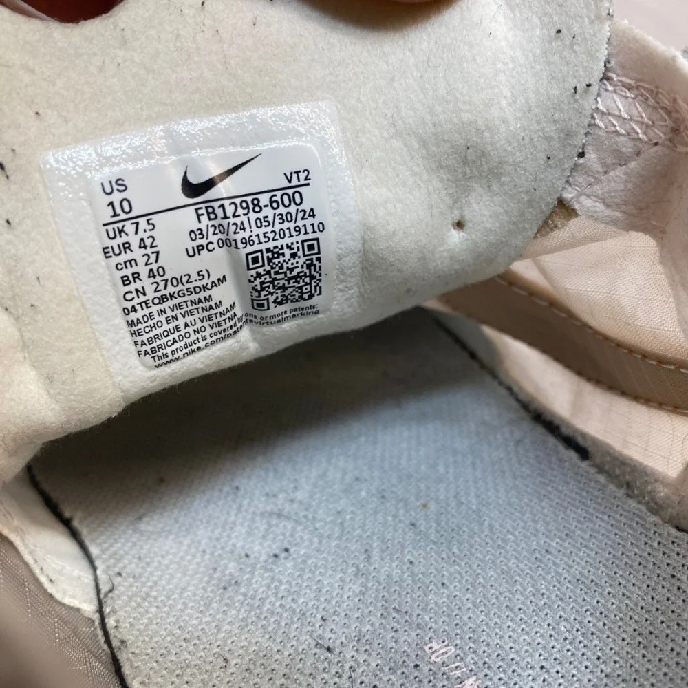 Nike Womens 10 Waffle One Sneakers Running Shoes Cream Copper FB1298-600 Mesh
